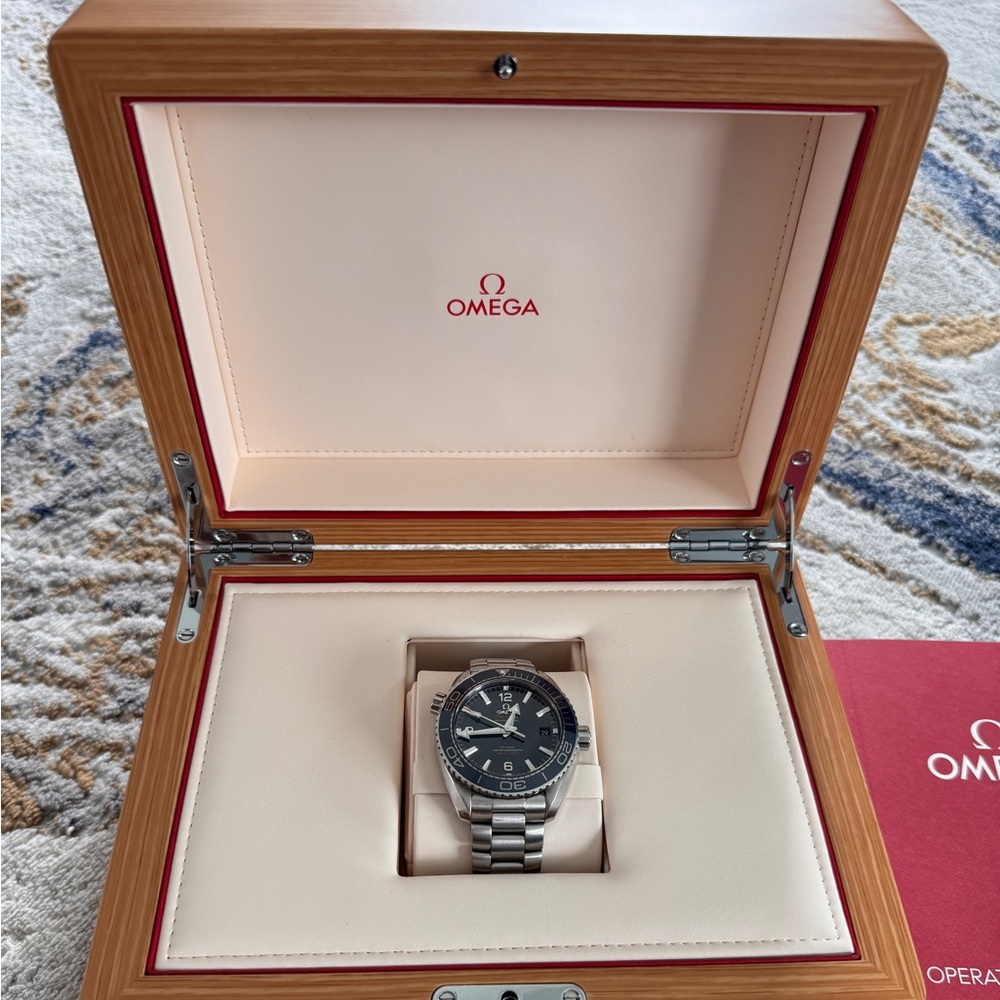Omega Silver Blue Dial Stainless Steel Watch